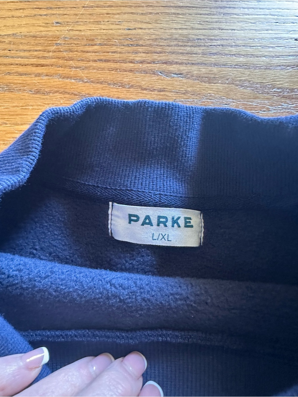 Parke Blue Sweatshirt with stripes on sleeves. X/XL new, never worn!! - Picture 3 of 3